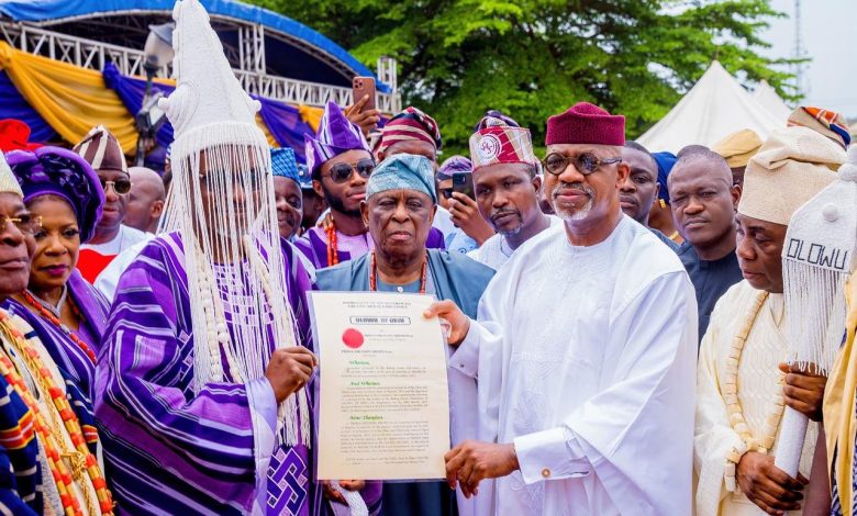 Ogun: Abiodun Presents Staff Of Office To 14th Olowu, Tasks Him On Development Of Domain