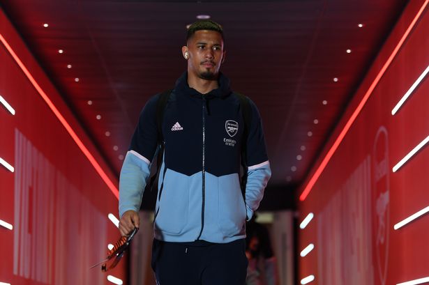 Close: William Saliba seen in training as Arsenal hope to challenge Man City’s title race again