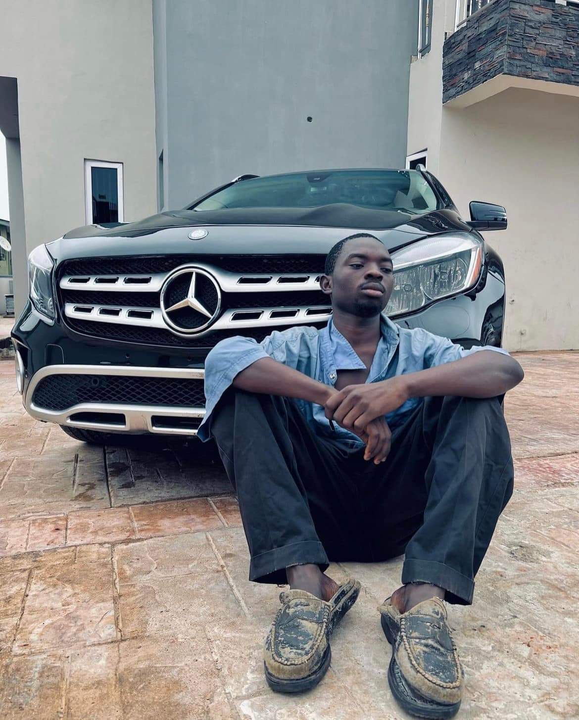 PHOTOS: Skit Maker, Erekere ‘Pastor Pikin’, Acquires Benz To Celebrate Birthday