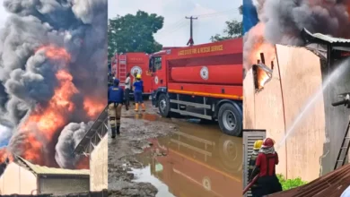 Fire Guts Plastic Factory In Lagos