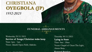 Ex Gov Abiodun’s Aide, Lanre Oyegbola Sodipo, Siblings Announce Funeral Arrangements For Late Mother, Mrs. Olufunmilayo Oyegbola