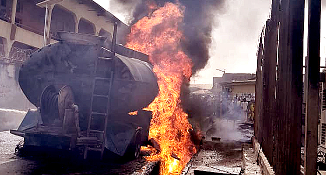 Shops, Viewing Centre Destroyed In Kwara Tanker Fire