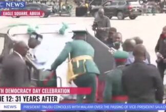 June 12: Tinubu Slips At Eagles Square (VIDEO)