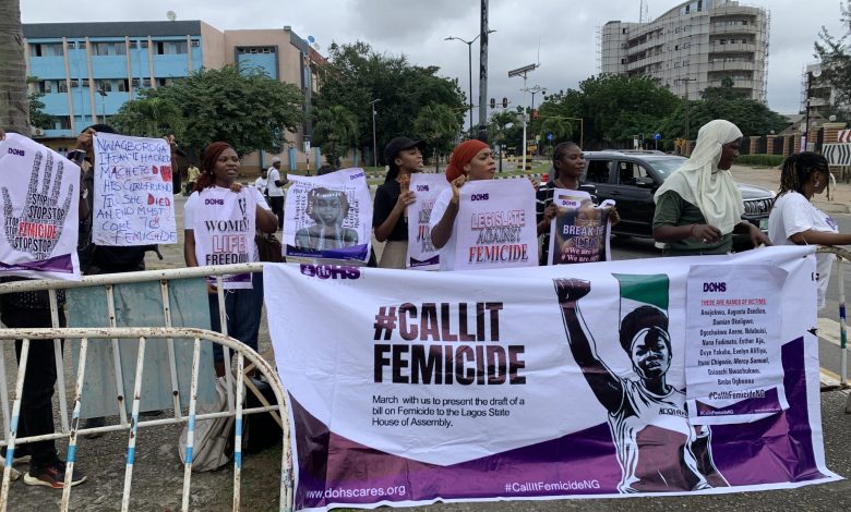 PHOTOS: Group marches on Lagos Assembly, seeks legislation against femicide