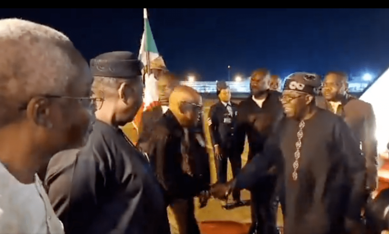 Tinubu returns to Nigeria after China, London trip