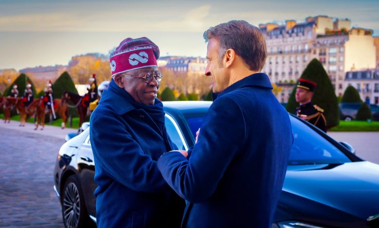 Tinubu, Macron exchange pleasantries in Pidgin