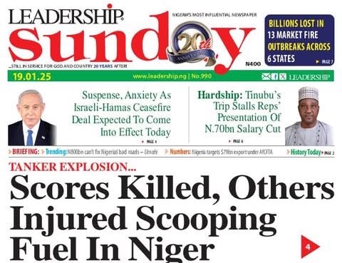 Inside Nigerian newspaper headlines today – Sunday, 19 January, 2025 Inside Nigerian newspaper headlines today – Sunday, 19 January, 2025