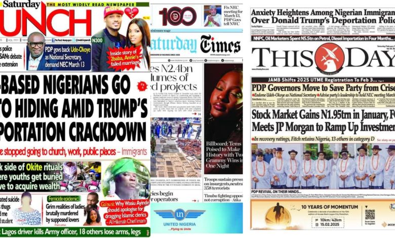 Inside Nigeria Newspaper headlines today — Saturday, 1 February, 2025