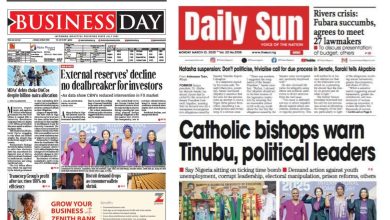 Inside Nigerian newspaper headlines today – Monday, 10 March 2025