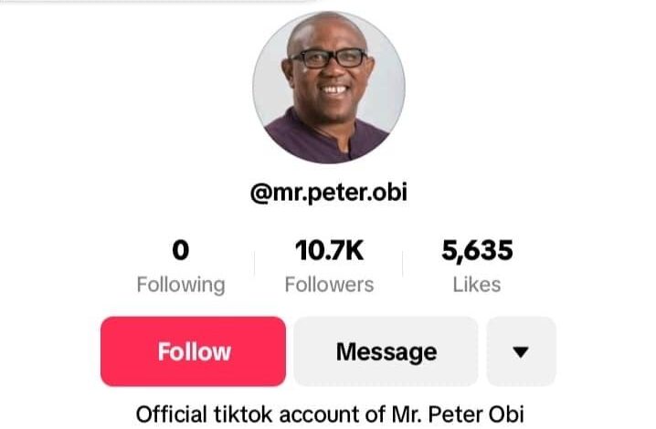 Like El-Rufai, Peter Obi joins TikTok