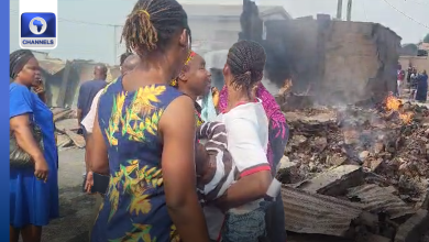 VIDEO: Fire Razes Popular Aleshinloye Market In Ibadan