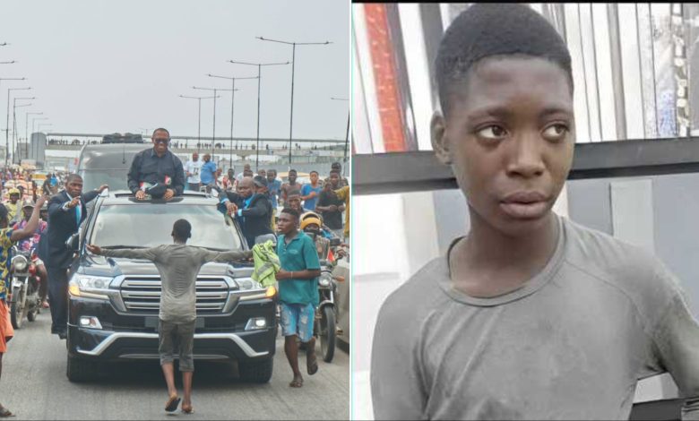 Court frees teen who went viral for standing before Peter Obi’s convoy Court frees teen who went viral for standing before Peter Obi’s convoy