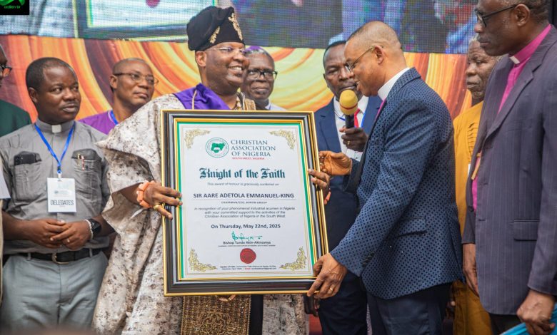 Aare Adetola Emmanuelking Conferred With First-Ever “Knight of Faith” Title By CAN South West Nigeria Aare Adetola Emmanuelking Conferred With First-Ever “Knight of Faith” Title By CAN South West Nigeria