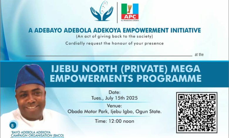 Ex-Ijebu North Council Chairman, Barr. Bayo Adekoya To Empower Constituents Ex-Ijebu North Council Chairman, Barr. Bayo Adekoya To Empower Constituents