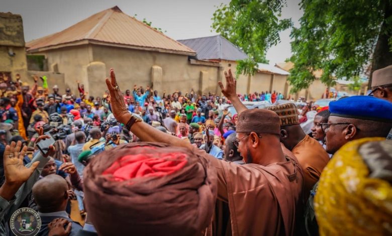 Governor Lawal visits Zamfara communities attacked by bandits recently Governor Lawal visits Zamfara communities attacked by bandits recently