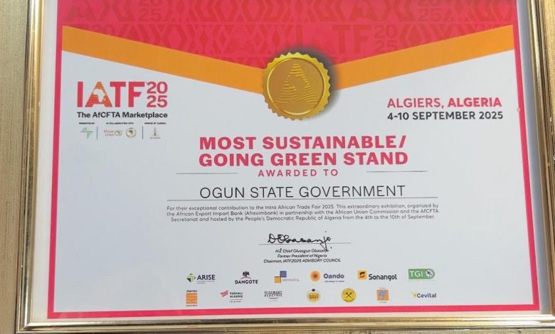 Ogun wins sustainability award at IATF 2025, Algiers