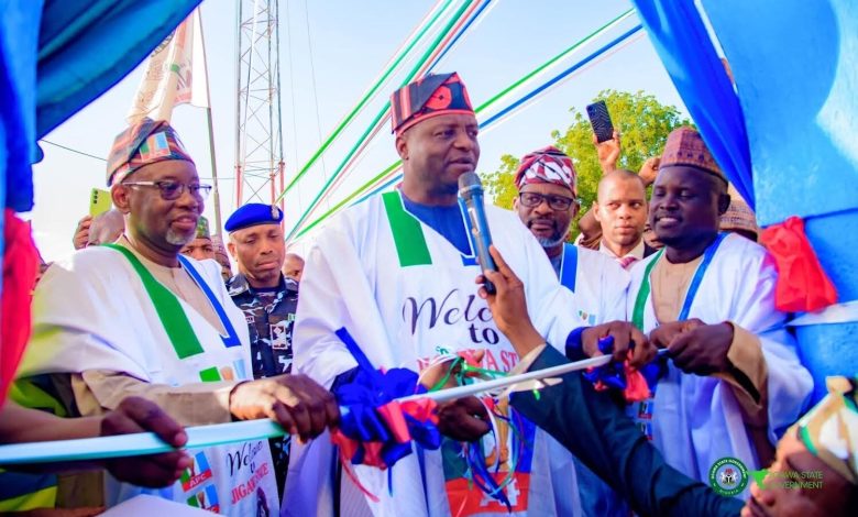 Namadi, Yilwatda, Buni receive defectors at Jigawa APC mega rally Namadi, Yilwatda, Buni receive defectors at Jigawa APC mega rally