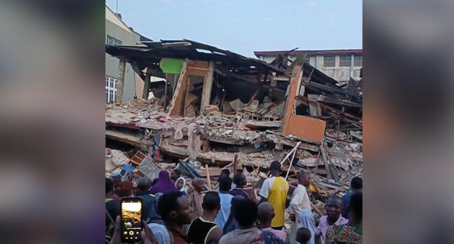 Occupants Feared Trapped As Two-Storey Building Collapses In Lagos Occupants Feared Trapped As Two-Storey Building Collapses In Lagos