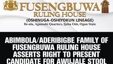 Fusengbuwa Ruling House: Abimbola/Aderibigbe Family Lay Claim To Awujale Stool
