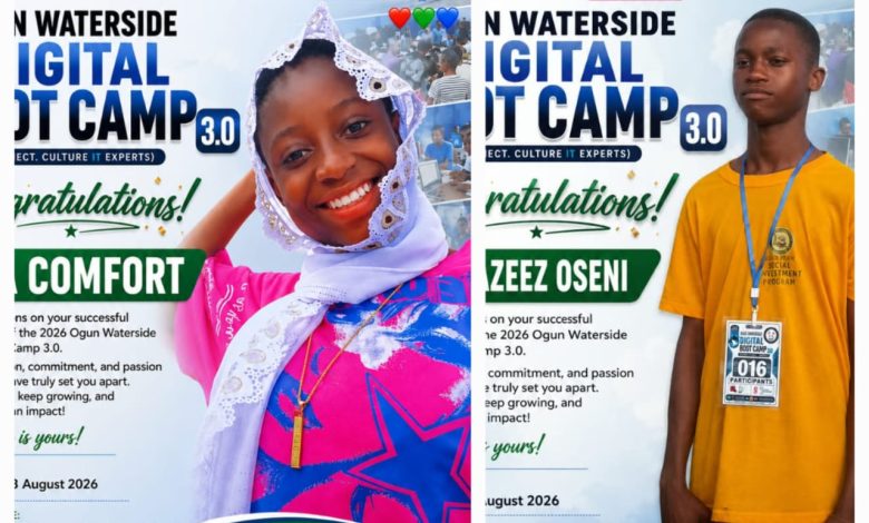 Comfort Oja, Abdulazeez Oseni Rank Best At Ogun Waterside Digital Boot Camp 3.0
