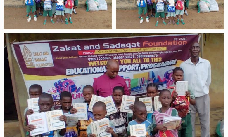 Zakat And Sadaqat Foundation Distributes School Bags, Stationery To Schools In Ogun Waterside